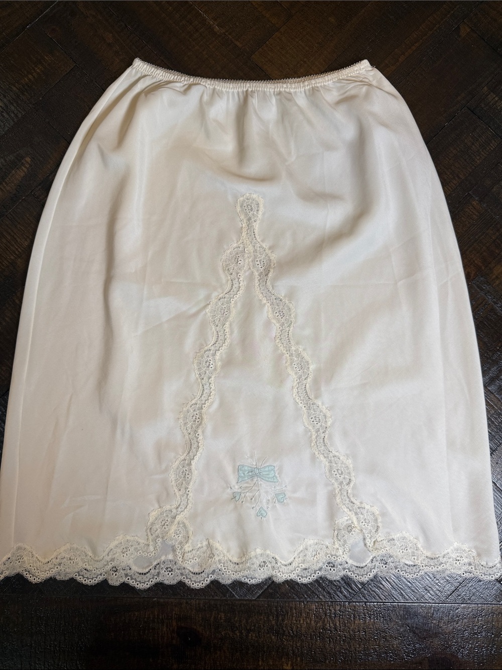 Vintage 60s Adlib by Character Ivory Lace Embroidered Half Slip Skirt S